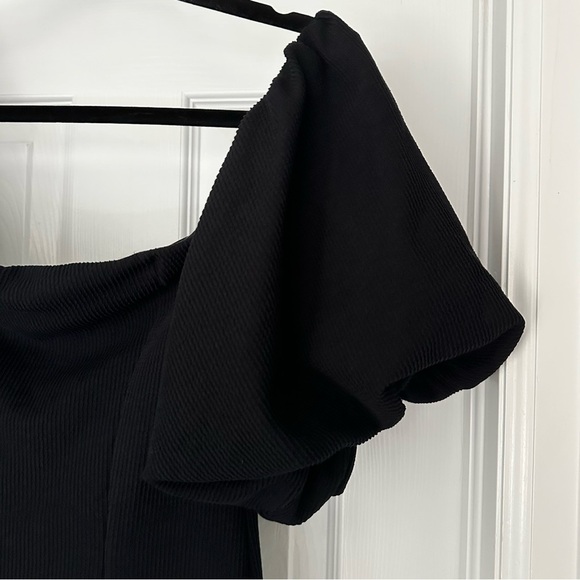 FP Beach Free‎ People Bubbly Puff Sleeve Ribbed Off Shoulder Mini Dress Black Sm - Picture 7 of 13